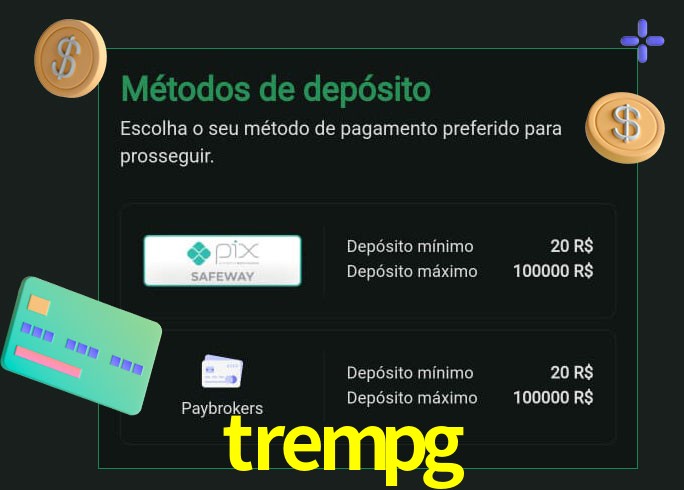 O cassino trempg oferece uma grande variedade de métodos de pagamento